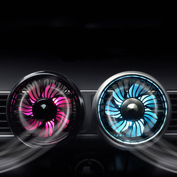 Car fan with purple and blue LED light