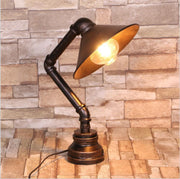 "Retro industrial pipe bedside table lamp with bronze finish – vintage home decor light"