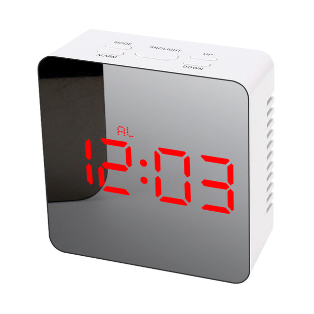 Modern LED Mirror Digital Clock with USB – Sleek Desktop Alarm