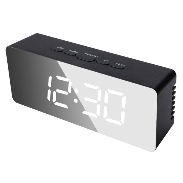 "LED Mirror Digital Desktop Clock with USB power"