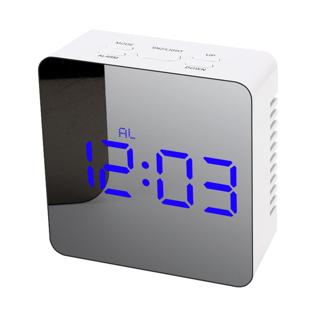Modern LED Mirror Digital Clock with USB – Sleek Desktop Alarm