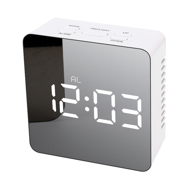 Modern LED Mirror Digital Clock with USB – Sleek Desktop Alarm