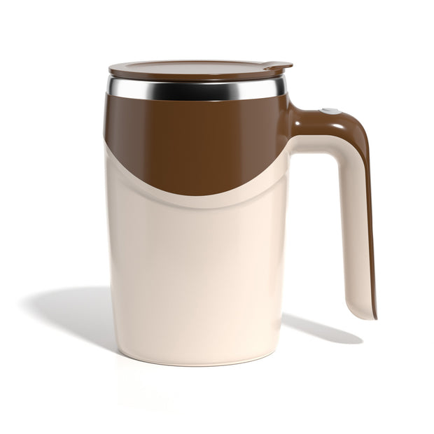 Magnetic rotation self stirring mug with stylish handle
