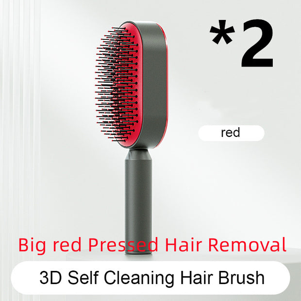 Self-Cleaning Hair Brush for Women - One-Key Cleaning Hair Loss Airbag Massage Scalp Comb Anti-Static Hairbrush (Multiple Colors