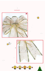 Christmas Bow Ribbon Mesh - Decorative Champagne Scramble Finish for Holiday Decor`
