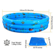 Inflatable Swimming Pool 51x13In for Kids – Foldable Family Pool for 3 Children