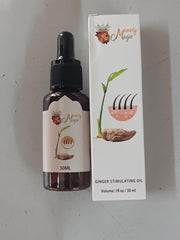 > "30ml amber bottle of Ginger Hair Growth Oil with dropper for natural scalp treatment"