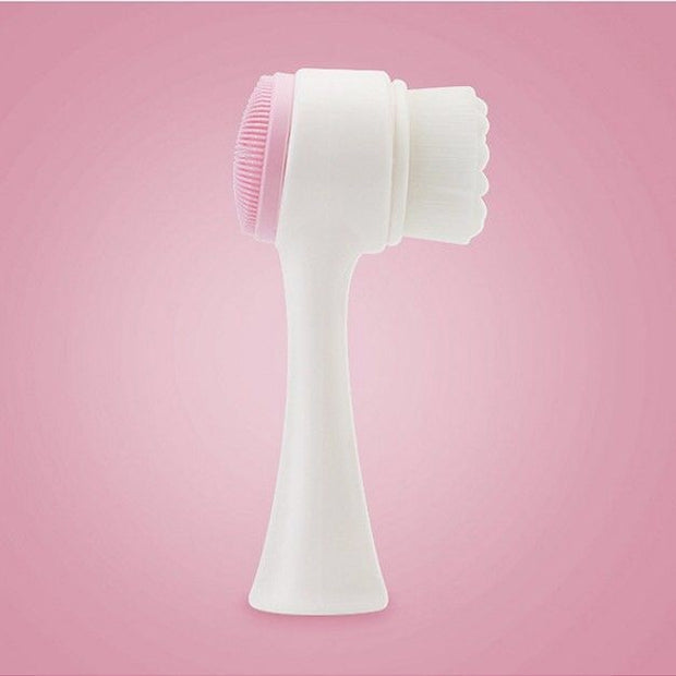 Soft pink and white face cleansing brush for skin care