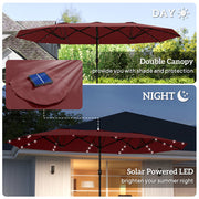 Double canopy beach umbrella for garden or patio