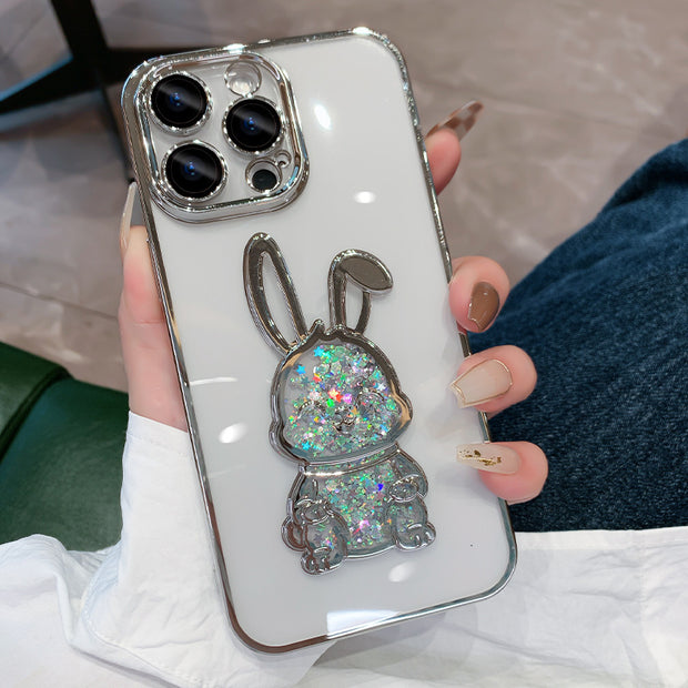 Electroplating lens protector case with rabbit design