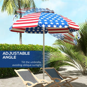 "UV40+ ventilated beach umbrella with American flag design – portable and wind-resistant sunshade"