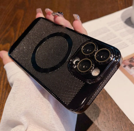 Electroplating Mesh Heat Dissipation iPhone Case – Black