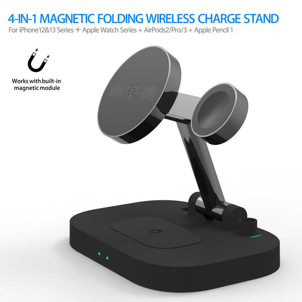 "Compact Apple device charging dock for travel"