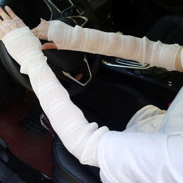 Sun Protection Gloves Women's Extended UV Protection Ice Silk Arm Protector Sleeves