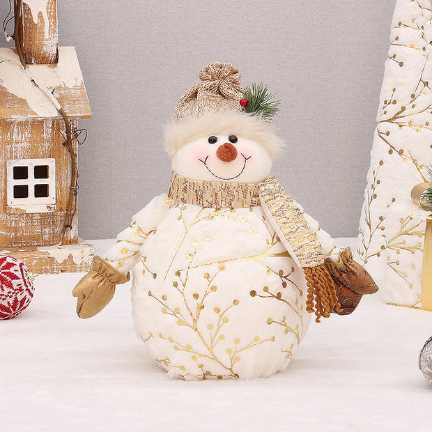 Luxury velvet Christmas snowman decoration on table