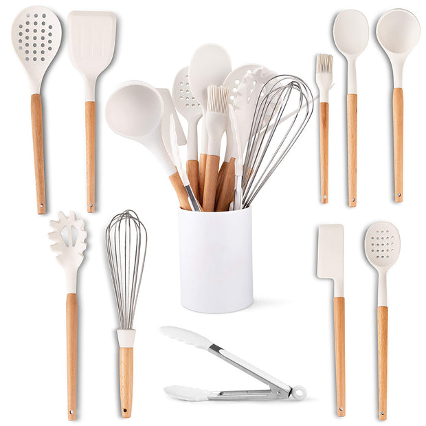 Premium silicone spatula and spoon on white background