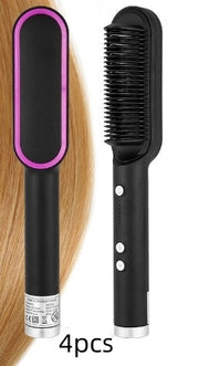 2-in-1 Hair Straightener & Curler Brush – Portable Ceramic Styling Tool (2PCS Set)