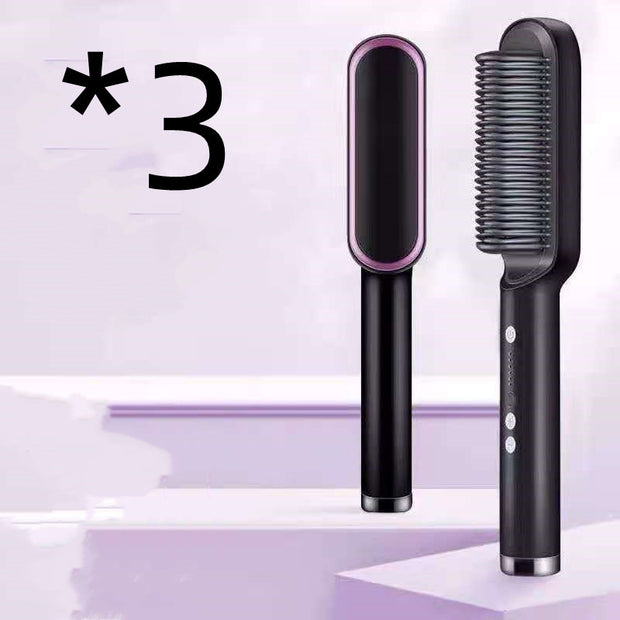 2-in-1 Hair Straightener & Curler Brush – Portable Ceramic Styling Tool (2PCS Set)