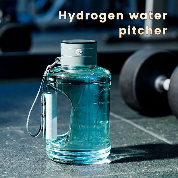 "Portable hydrogen water generator bottle with gym equipment"