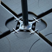 Close-up of base showing adjustable screws