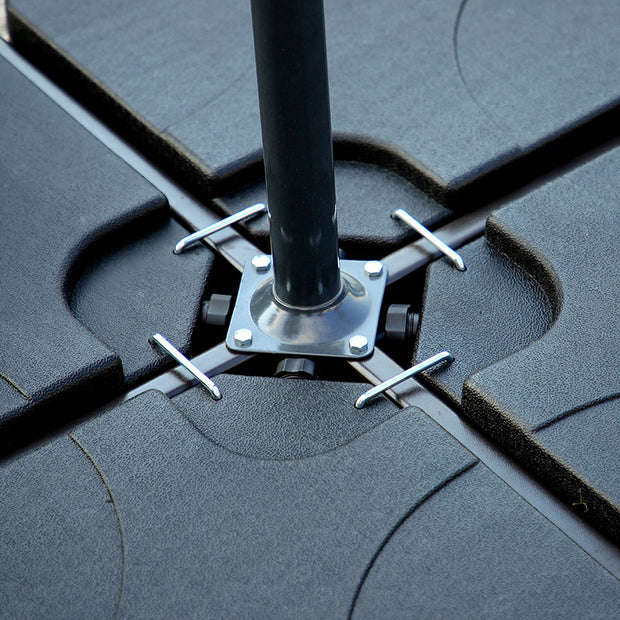 Close-up of base showing adjustable screws