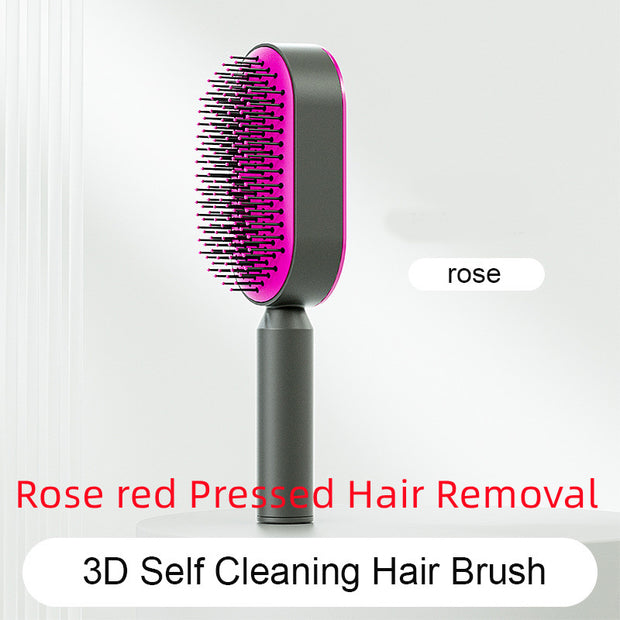 Self-Cleaning Hair Brush for Women - One-Key Cleaning Hair Loss Airbag Massage Scalp Comb Anti-Static Hairbrush (Multiple Colors