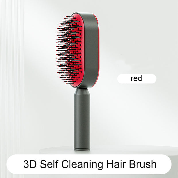 Self-Cleaning Hair Brush for Women - One-Key Cleaning Hair Loss Airbag Massage Scalp Comb Anti-Static Hairbrush (Multiple Colors