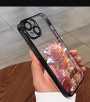 Applicable To 16 Mobile Phone Flower Rose Transparent Drop-resistant Phone Case