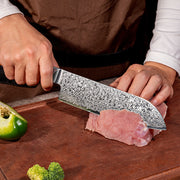 “Japanese-style chef slicing meat with multi-functional knife”