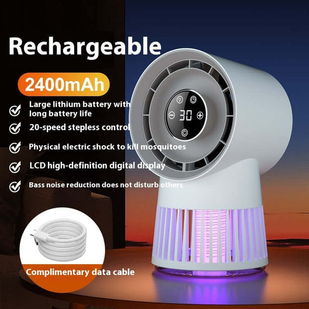 2-in-1 mosquito killer lamp with fan and LED night light – safe for indoor bedroom use.