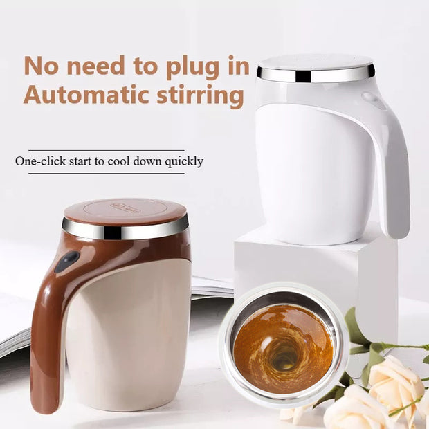 Electric mixing mug for coffee, milk and hot chocolate