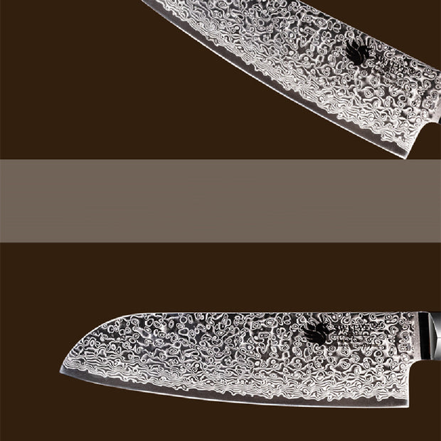 “Close-up of premium Japanese blade with hammered finish”